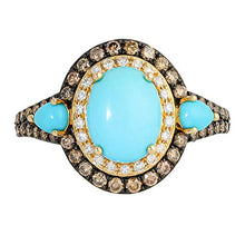 Load image into Gallery viewer, Effy Jewelry Turquoise & Diamond Statement Ring in 14K Yellow Gold, 3.78 TCW HRY0I589UF