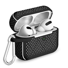 Load image into Gallery viewer, TALK WORKS AirPods Pro Case Cover with Keychain - Protective Hard Silicone Skin for AirPods Keychain Case Clip Carabiner Wireless Charging Compatible with Apple AirPod Pro Carrying Case 2019 - Black