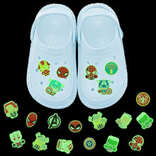 Load image into Gallery viewer, CY2SIDE 20PCS Superhero Glowing Shoe Charm for Kids, Glow in the Dark Cartoon Decoration Charm for Shoes, Hero Clog Decor for Boys Slip on, Bracelet Wristband Charms for Toddlers, Treasure Toys Mini