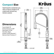 Load image into Gallery viewer, Kraus KPF-1610SFSMB Bolden 18-Inch Commercial Kitchen Faucet with Dual Function Pull-Down Sprayhead in All-Brite Finish, Spot Free Stainless Steel/Matte Black