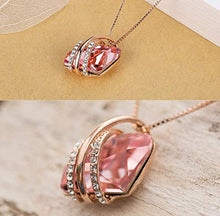 Load image into Gallery viewer, Leafael Wish Stone Pendant Necklace with Vintage Pink Birthstone Crystal for October, 18K Rose Gold Plated, 18" + 2" Chain
