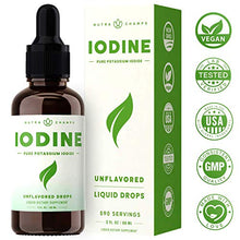 Load image into Gallery viewer, Iodine Drops (1-2 Year Supply) Vegan Liquid Iodine Supplement Solution - Supports Thyroid Health, Hormones & Weight - Tasteless, Higher Absorption Than Tablets - Iodine Tincture 590 Servings
