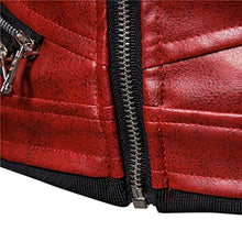 Load image into Gallery viewer, SPE969 Men's Zipper Removable Fur Collar Jacket,Leather Vintage Steam Pocket Punk Gothic Retro Coat Red