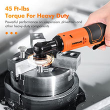 Load image into Gallery viewer, Cordless Ratchet Wrench Set, Electric Ratcheting Wrench Tool Kit 3/8" 45 Ft-lbs 400 RPM 16.8V, w/2-Pack Lithium-Ion Batteries 8 Sockets LED Light Ideal for Garages Heavy Duty