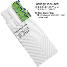Load image into Gallery viewer, KitchenBoss Vacuum Sealer Rolls Bag, 6 Pack 8"x16.5' and 11"x16.5' Food Saver Bag Rolls with Cutter Box,Sous Vide Roll Bag(100 feet) Works with FoodSaver Sealers