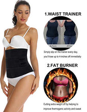 Load image into Gallery viewer, HOPLYNN Neoprene Sweat Waist Trainer Corset Trimmer Shaper Belt for Women , Workout Plus Size Waist Cincher Stomach Wraps Bands Medium Black