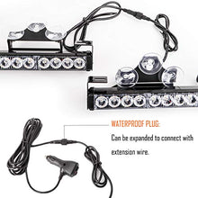 Load image into Gallery viewer, LE-JX Red/Blue 2 in 1 Emergency Strobe Light Bar 21 Flash Patterns Traffic Advisor Warning Hazard Windshield Safety Lights Bar with Cigar Lighter for Police Vehicles, Truck (2×16.8 inch, 32 Led)