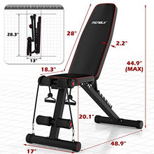 Load image into Gallery viewer, MCNBLK Adjustable Weight Bench 800lbs Capacity, Incline Decline Weight Lifting Workout Bench Home Gym, Multi-Position Utility Bench for Full Body Workout, Folding Dumbbells Bench with Elastic Ropes