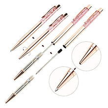 Load image into Gallery viewer, Ballpoint Pens, BYSOU 4 Pcs Rose Gold Metal Pen Refills Bling Dynamic Liquid Sand Pen Black Ink for Office Supplies