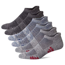 Load image into Gallery viewer, u&i Men's Performance Cushion Cotton Low Cut Ankle Athletic Socks with Tab, Gray (6-Pack)
