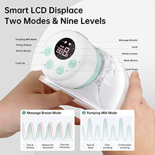 Load image into Gallery viewer, TSRETE Breast Pump, Double Wearable Breast Pump, Electric Hands-Free Breast Pumps with 2 Modes, 9 Levels, LCD Display, Memory Function Rechargeable with Massage and Pumping Mode 24mm Flange-Green