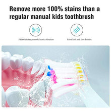 Load image into Gallery viewer, SEAGO Kids Electric Toothbrush, Sonic Tooth Brush Soft Bristles Battery Powered with Smart Timer and Colorful LED Waterproof for Baby & Kids with 2 Soft Bristles, Green