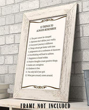 Load image into Gallery viewer, "12 Things To Always Remember"- Inspirational Wall Art- 8 x 10" Print Wall Decor-Ready to Frame. Modern Typographic Print for Home-Office-School Decor. Great Positive Thinking Reminders!