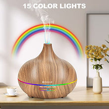 Load image into Gallery viewer, Ultimate Aromatherapy Diffuser 550ml & Essential Oil Set - Ultrasonic Diffuser & Top 10 Essential Oils - with 4 Timer & 15 Ambient Light Settings - Bedroom Vaporizer Cool Mist Humidifier
