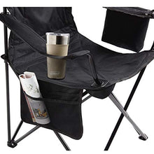 Load image into Gallery viewer, Coleman Camp Chair with 4-Can Cooler | Folding Beach Chair with Built In Drinks Cooler | Portable Quad Chair with Armrest Cooler for Tailgating, Camping & Outdoors , Black, Roomy seat: 24"