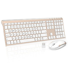 Load image into Gallery viewer, Wireless Keyboard Mouse, Jelly Comb 2.4GHz Ultra Slim Full Size Rechargeable Wireless Keyboard and Mouse Combo for Windows, Laptop, Notebook, PC, Desktop, Computer (White and Gold)