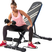 Load image into Gallery viewer, Merax Adjustable Workout Bench with Resistance Bands, Folding Utility 500LBS Super Max Weight Bench 7 Position AB Incline Gym Equipment