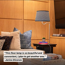 Load image into Gallery viewer, Brightech Madison - Narrow Nightstand with Built in Lamp, USB Port & Shelves for Bedrooms - Mid Century Modern End Table & Attached Floor Lamp for Living Rooms - Side Table & Reading Light - Black