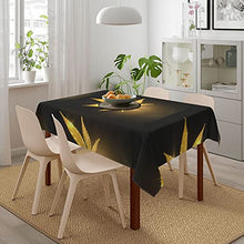 Load image into Gallery viewer, Golden Cannabis Print Rectangle Tablecloth - 54"X72" Inch - Stain & Waterproof & Wrinkle Resistant Washable Polyester Tablecloth, for Buffet Parties, Wedding and Camping