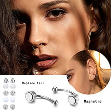 Load image into Gallery viewer, Milacolato 16G Fake Nose Ring Hoop Septum Magnetic Horseshoe Nose Ring for Women Men Stainless Steel Non-Pierced Clip on Nose Hoop Rings Reusable Nose Cuff with Replace,
