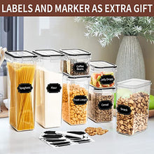 Load image into Gallery viewer, Airtight Food Storage Containers Set with Lids - 24 PCS, BPA Free Kitchen and Pantry Organization, PRAKI Plastic Leak-proof Canisters for Cereal Flour & Sugar - Labels & Marker, Black