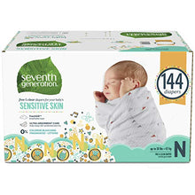 Load image into Gallery viewer, Seventh Generation Baby Diapers for Sensitive Skin, Animal Prints, Size 0 Newborn, 144 count (Packaging May Vary)