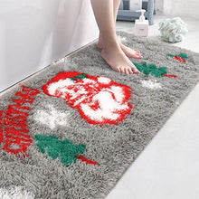 Load image into Gallery viewer, Foxmas Soft Christmas Rug Santa Claus Area Rug Gift for Holiday Décor Fluffy Plush Shaggy Doormat Anti-Skip Carpets for Indoor Garden Kitchen Bedroom Entrance Front Door, 2ft x 6ft, Grey