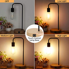 Load image into Gallery viewer, Touch Control Table Lamp, USB Desk Lamp, 3 Way Dimmable Modern Nightstand Lamp with Two USB Charging Ports for Bedroom, Living Room, Office, Dimmable Vintage 6W ST64 E26 LED Bulb Included