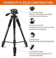 Load image into Gallery viewer, 64-inch Tripod, Ultra Stable Aluminum Tripod Stand for Camera & Cell Phone with Phone Tripod Mount and Remote Shutter, Ideal for Videos, Vlogs and Social Media Live - Black