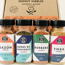 Load image into Gallery viewer, Global Spice Collection Gift Set - Nummy Nibbles World Traveler 4-Pack Herb, Spice & Seasoning Blends - No Salt, No Sugar, Whole30 Approved, Vegan , Keto, Paleo