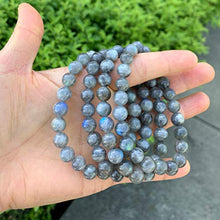 Load image into Gallery viewer, Natural Grade A Labradorite Gemstone Bracelet 7 inch Stretchy Chakra Gems Stones Healing Crystal Energy Quartz Rocks GB8-10