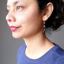 Load image into Gallery viewer, SatinCrystals Obsidian Medley Earrings 1.9" Boutique Black Snowflake Mahogany Volcanic Protection Stone Sterling Silver B01