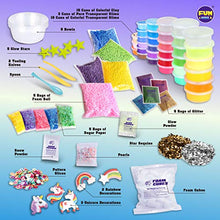 Load image into Gallery viewer, DIY Jumbo Slime Kit for Girls Boys Kids, Funkidz Ultimate Fluffy Cloud Clear Butter Glitter Glow in Dark Slime Making Kits Includes 33 Ready Slime Clay Unicorn Charms Supplies Stress Relief Toy