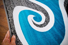 Load image into Gallery viewer, 0327 Turquoise White Gray Black 5'2x7'2 Area Rug Abstract Carpet