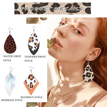 Load image into Gallery viewer, Florideco 16 Pairs Leopard Faux Leather Earrings for Women Layered Leather Petal Leaf Lozenge Teardrop Dangle Earrings Lightweight