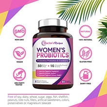 Load image into Gallery viewer, Doctor's Recipes Women’s Probiotic, 60 Caps 50 Billion CFU 16 Strains, with Organic Prebiotics Cranberry, Digestive Immune Vaginal & Urinary Health, Shelf Stable, Delayed Release, No Soy Gluten Dairy