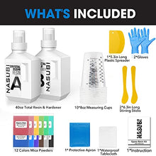 Load image into Gallery viewer, Epoxy Resin Crystal Clear Resin Kit 40oz - Clear Casting & Coating Resin for Art, Craft, DIY,Jewelry Making,Tumbler with 12 Color Mica Powder, 10 8oz Measuring Cups, Plastic Spreader,Sticks and Gloves