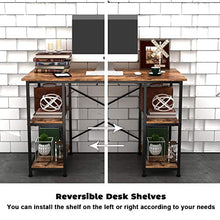 Load image into Gallery viewer, Engriy Writing Computer Desk 47", Home Office Study Desk with 2 Storage Shelves on Left or Right Side, Industrial Simple Style Wood Table Metal Frame for PC Laptop Notebook
