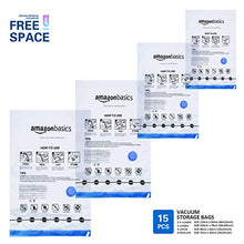 Load image into Gallery viewer, AmazonBasics Vacuum Compression Storage Bags with Hand Pump -15-Pack (2 X-Jumbo, 5 Jumbo, 4 Large, 4 Medium)