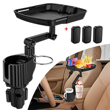 Load image into Gallery viewer, Car Cup Holder Expander Tray, 4-in-1 Detachable Upgraded Car Food Tray Table with Dual Cup Holder, Phone Holder, 360°Rotation Adjustable Base, Road Trip Essentials Car Accessories for Men and Women