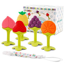 Load image into Gallery viewer, NASHRIO Baby Teething Toys 5 Pack - Silicone BPA Free Natural Organic Freezer Safe Teethers for Newborn Infant, Soft & Textured - Babies Shower Gift