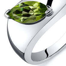 Load image into Gallery viewer, Peridot Ring Sterling Silver Marquise Shape 1.00 Carats Size 8