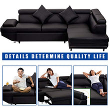 Load image into Gallery viewer, FDW Sofa Sectional Sofa Bed futon Sofa Bed Sofa for Living Room Couches and Sofas Sleeper Sofa PU Leather Sofa Set Corner Modern Queen 2 Piece Contemporary Upholstered,Black