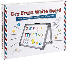 Load image into Gallery viewer, Magnetic Dry Erase White Board 16 inches x 12inches, Foldable Double Sided Portable Whiteboard, Includes Magnets & Eraser, 4 Magnetic Dry Erase Pens, Multicolored