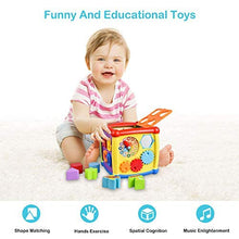 Load image into Gallery viewer, VAJEME Baby Activity Cube, Shape Sorter Blocks Baby Toy 18 Months and Up, Music Learning Toys for Toddlers Infant , Early Educational Puzzle Development Sorting Cube