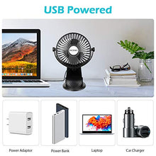 Load image into Gallery viewer, BRIGENIUS Battery Operated Clip on Stroller Fan, Portable Mini Desk Fan Rechargeable, USB Powered Clip Fan for Baby Stroller Office Outdoor Travel, Black