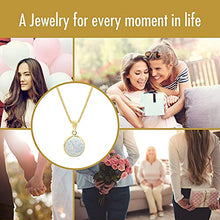 Load image into Gallery viewer, 14K Gold White Opal Necklace - 14K Solid Yellow Gold Dainty Necklace with October Birthstone Pendant, 12mm Large Size Opal Gemstone - Handmade Bridal Wedding Jewelry for Brides & Classy Women