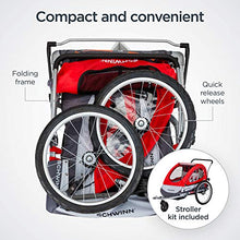 Load image into Gallery viewer, Schwinn Trailblazer Child Bike Trailer, Double Baby Carrier, Canopy, 16--inch Wheels, Red