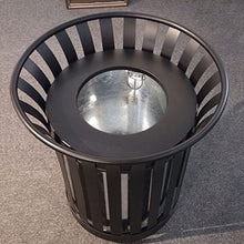 Load image into Gallery viewer, Outdoor Metal Slatted Trash Receptacle,Waste Receptacle,Commercial Trash Cans,Zone Round Garbage Bin,Square Hotel Street Patio Indoor Metal Standard Waste Receptacle
