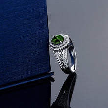 Load image into Gallery viewer, Gem Stone King Green Chrome Diopside 925 Sterling Silver Women's Ring 1.31 Ctw Oval (Size 8)